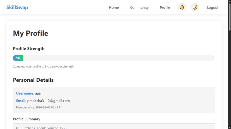 SkillSwap – Peer-to-Peer Student Learning Exchange – screenshot 3