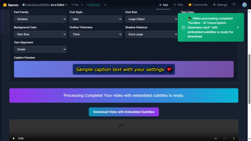 Scrideo – AI Captioning for Inclusive Access – screenshot 2