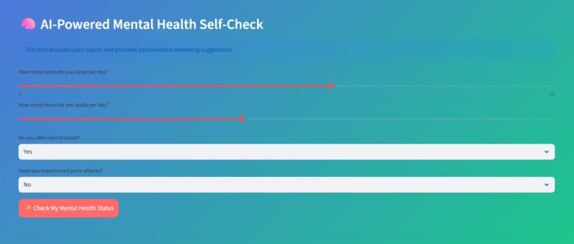 Student Wellbeing Self-Assessment Tool – screenshot 1