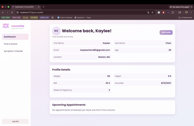 connectHer – screenshot 2