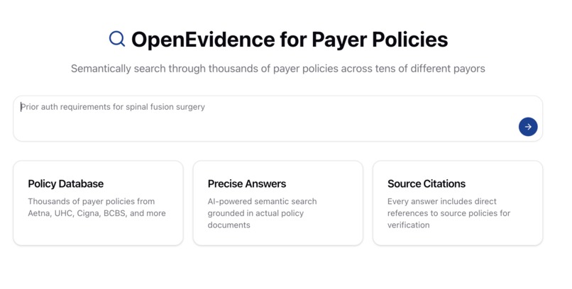 OpenEvidence for Payer Policies – screenshot 1