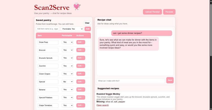 Scan2Serve – screenshot 2