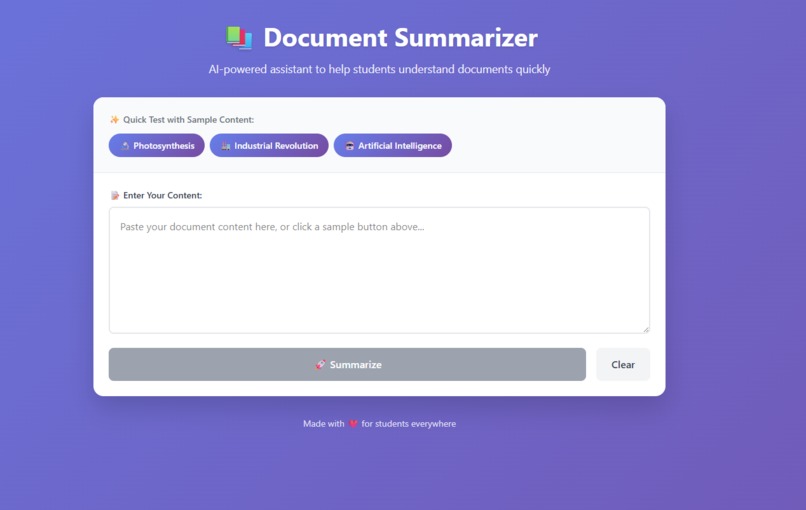Document Summarizer Assistant  – screenshot 1