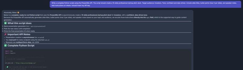 AI Pitch Deck Generator with PresentMe API – screenshot 2