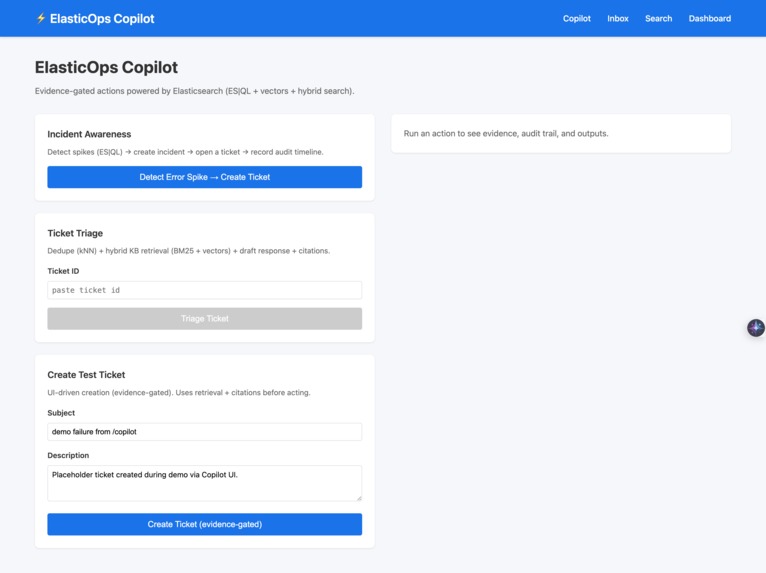 ElasticOps Copilot – Evidence-Gated AI Support – screenshot 3
