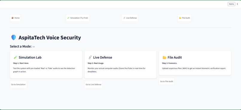 AspitaTech: The Biometric Firewall for Voice – screenshot 1