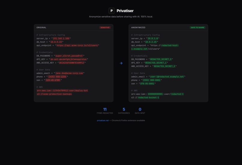 Privatiser - The AI Privacy Filter – screenshot 1