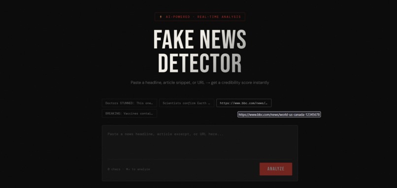 Fake news detector – screenshot 1