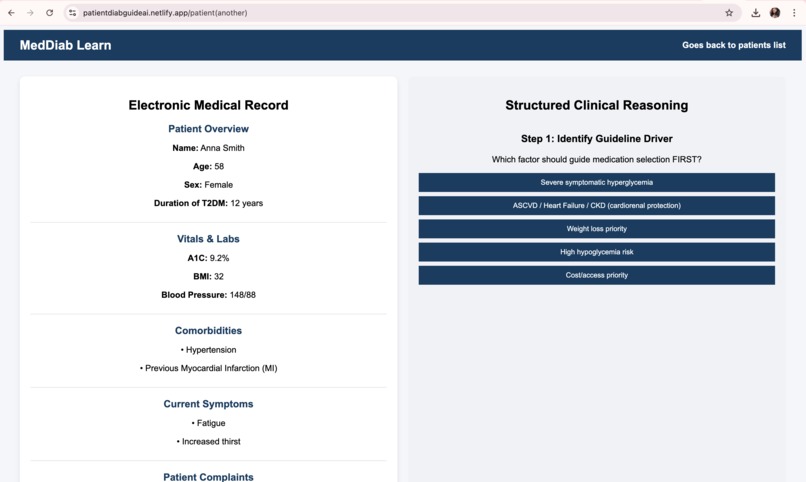MedDiab Learn: A Patient-Case Simulation – screenshot 4