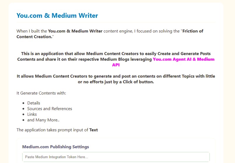 You.com & Medium Writer – screenshot 1
