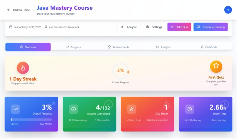 Java learning platform – screenshot 5