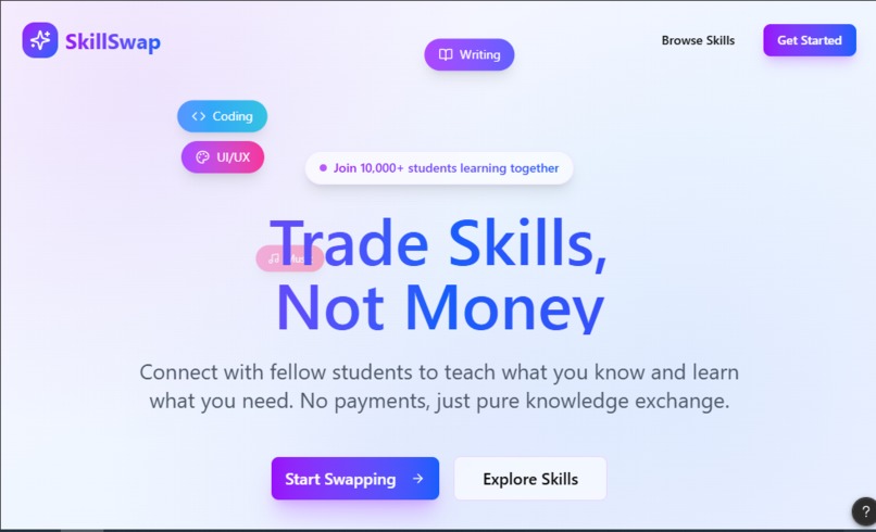 SkillSwap Peer-to-Peer Skill Exchange App – screenshot 1