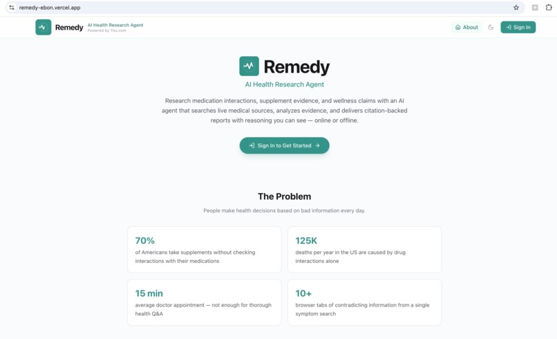 Remedy - AI Health Research Agent – screenshot 1