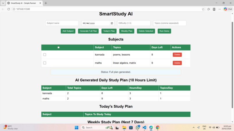 Smart Study Scheduler (Browser-Based AI Planner) – screenshot 3