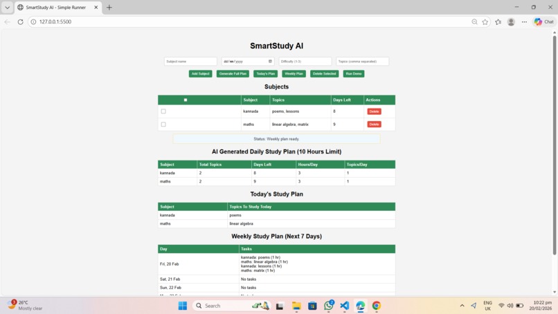 Smart Study Scheduler (Browser-Based AI Planner) – screenshot 6