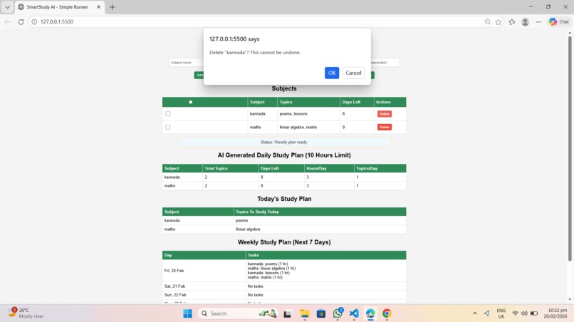 Smart Study Scheduler (Browser-Based AI Planner) – screenshot 7