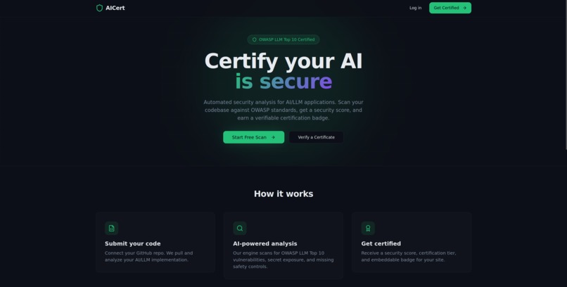 AICert: AI Security Certification Platform – screenshot 1