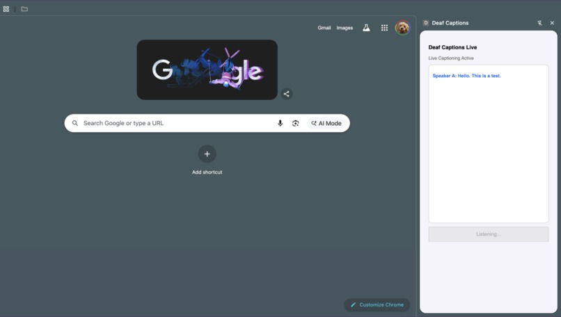 Deaf Captions (Free Chrome Extension) – screenshot 1