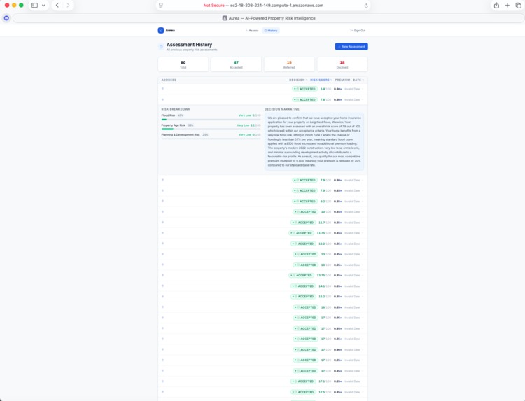 Aurea — AI-Powered Residential Insurance Underwriting – screenshot 4