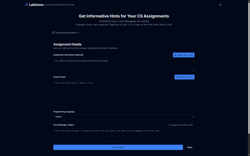 LabDemo - AI Teaching Assistant for CS Labs – screenshot 1
