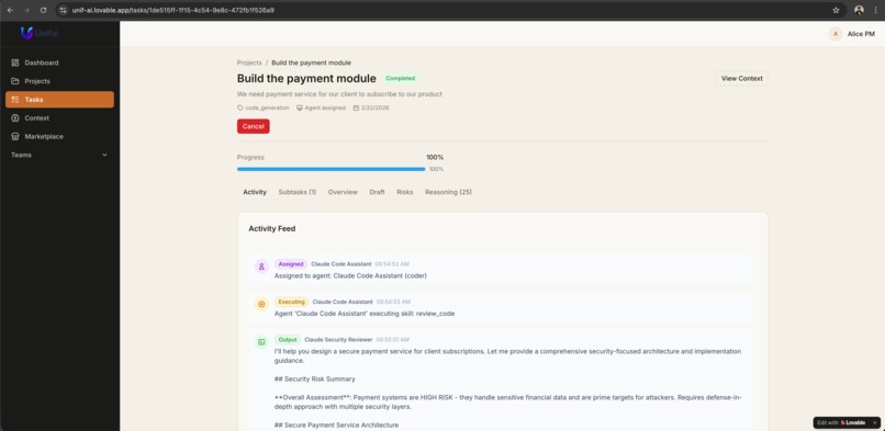 UnifAI - Team Orchestration for Software Delivery – screenshot 1