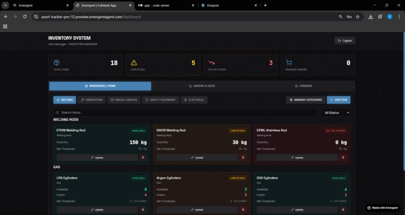 inventory management system – screenshot 1