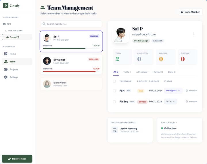 Coverly - AI-Powered Team Coverage & Task Reassignment – screenshot 3