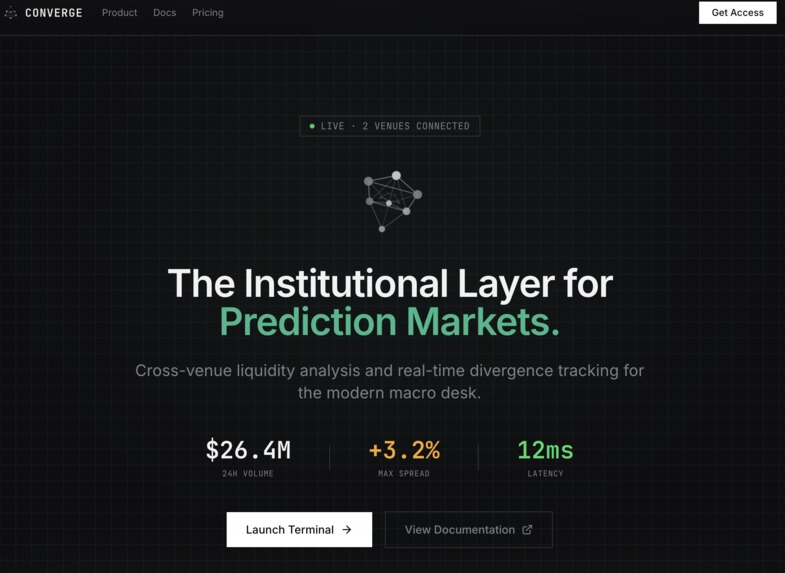 Converge: The Intelligence Layer for Prediction Markets – screenshot 1