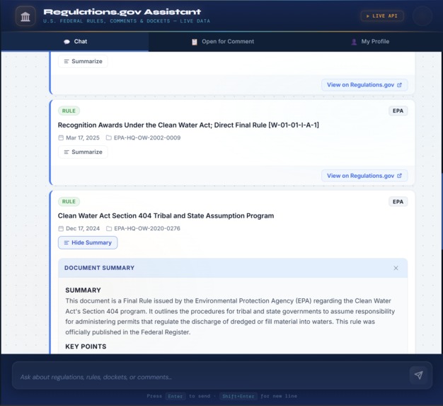 Regulations.gov Assistant – screenshot 1