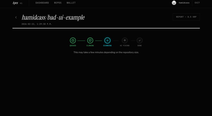 Apex: Accessibility Scanner with XRPL Escrow – screenshot 10