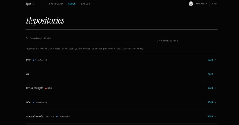 Apex: Accessibility Scanner with XRPL Escrow – screenshot 8