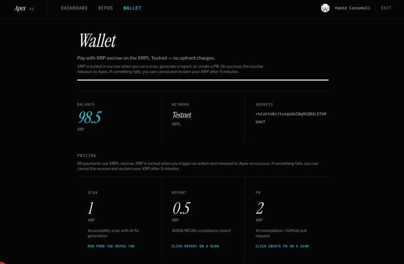 Apex: Accessibility Scanner with XRPL Escrow – screenshot 7