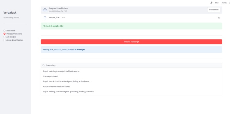 VerbaTask: Multi-Agent AI for Meeting Action Tracking – screenshot 6
