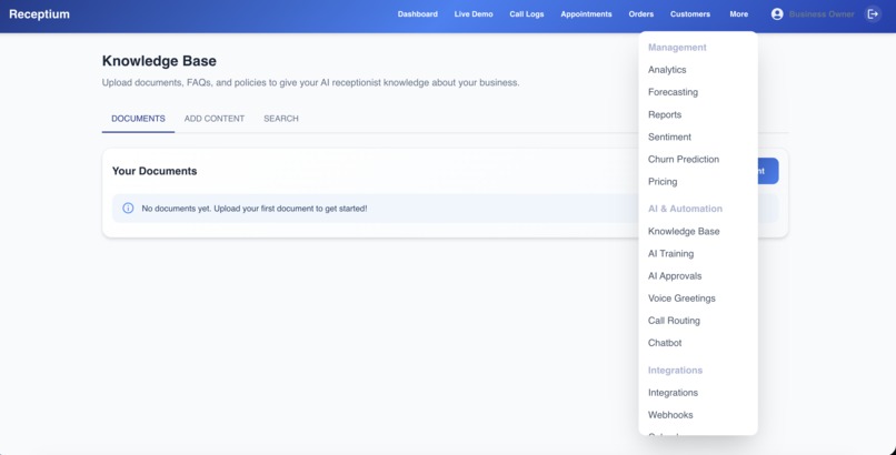 Receptium - Intelligent voice & chat automation – screenshot 1
