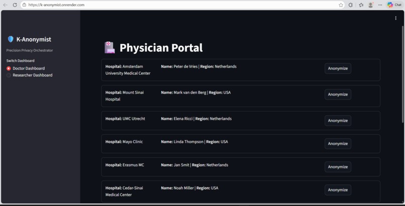 k-anonymist – screenshot 1