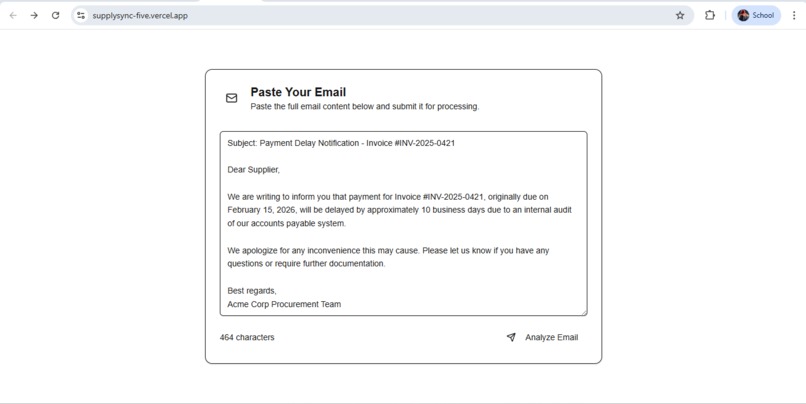 SupplySync – AI Assistant for Small Suppliers – screenshot 1