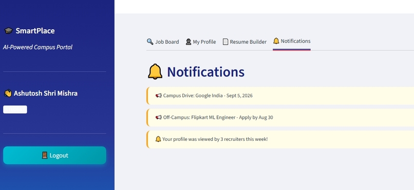 SmartPlace: AI-Powered Placement Portal – screenshot 1