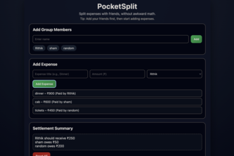 PocketSplit – A Simple Expense Splitter for Friends