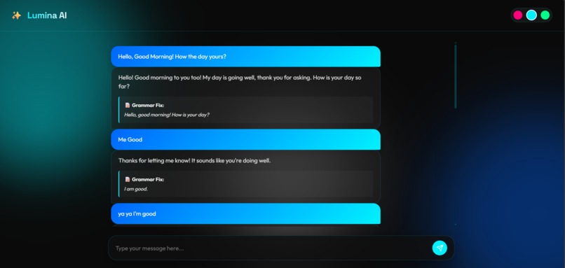 Lumina AI - a Grammar Checker Bot Using Gemini API – screenshot 1