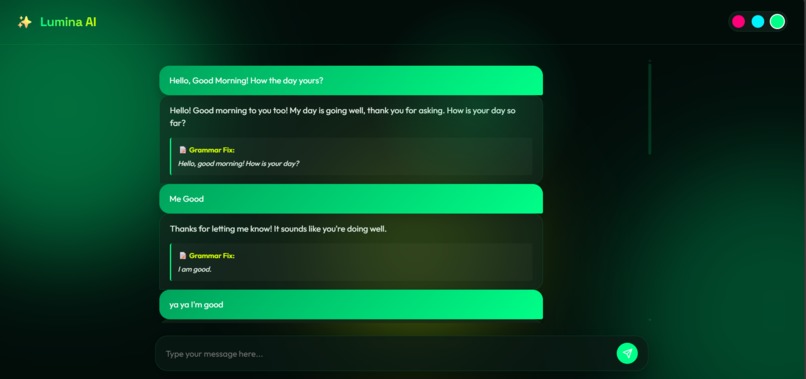 Lumina AI - a Grammar Checker Bot Using Gemini API – screenshot 2