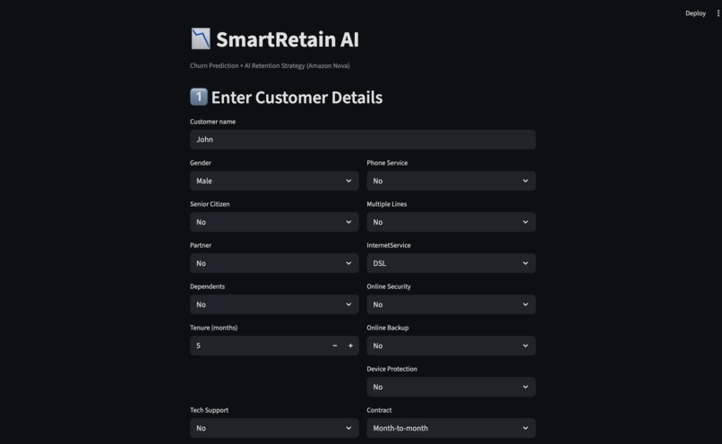 SmartRetain AI - Customer Churn Intelligence Agent – screenshot 1