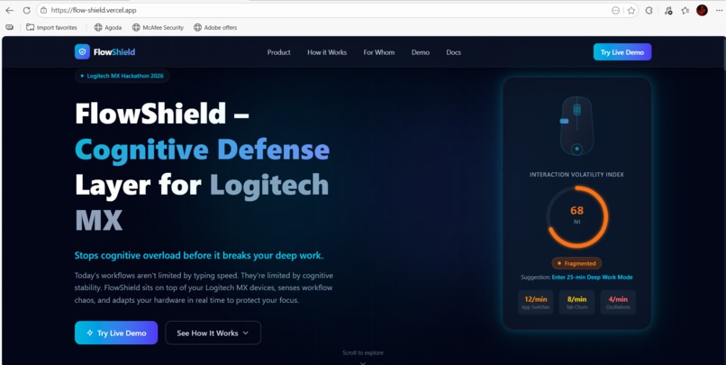 FlowShield – Cognitive Defense Layer for Logitech MX – screenshot 1