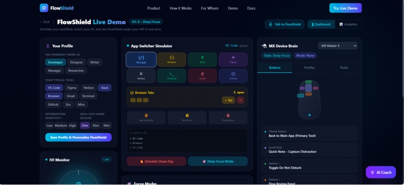 FlowShield – Cognitive Defense Layer for Logitech MX – screenshot 2