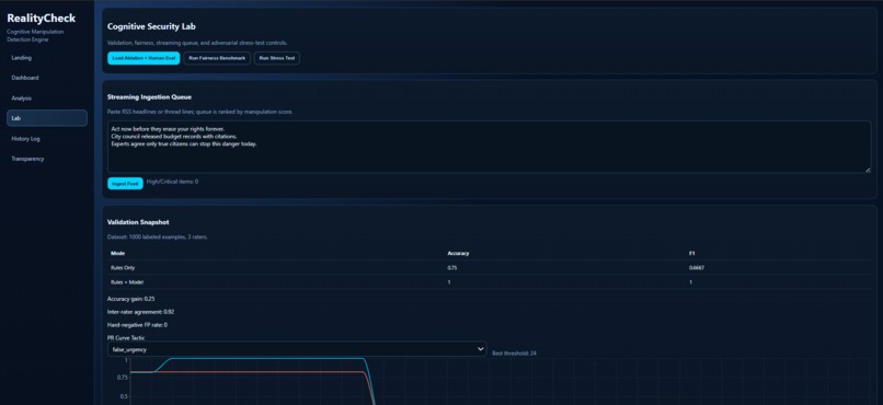 RealityCheck – AI Cognitive Manipulation Detection Engine – screenshot 2