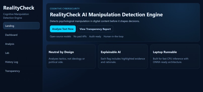 RealityCheck – AI Cognitive Manipulation Detection Engine – screenshot 4