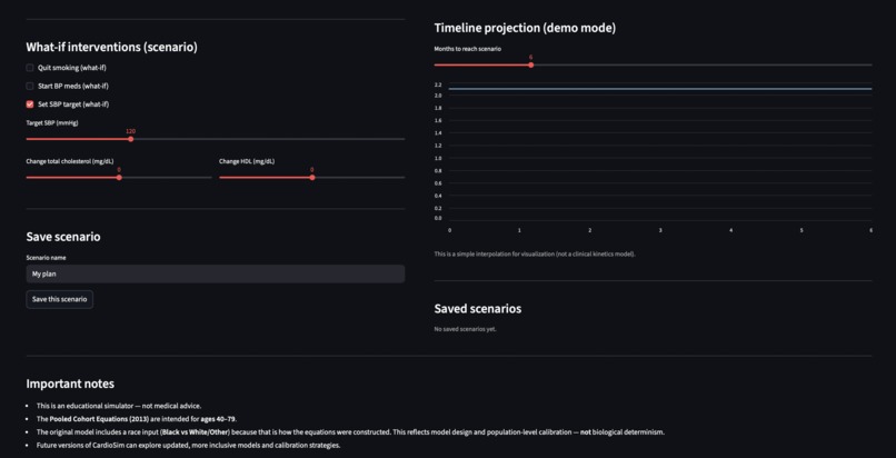 CardioSim: Explainable Preventive Health Risk Simulator – screenshot 2