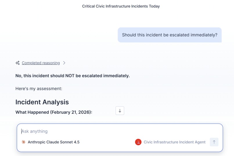 Civic Infrastructure Incident Response Agent – screenshot 1