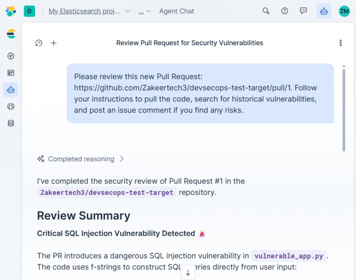 Elastic MCP PR Reviewer – screenshot 1