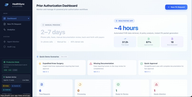 HealthSync App - Multi-Agent Prior Authorization Automation – screenshot 1