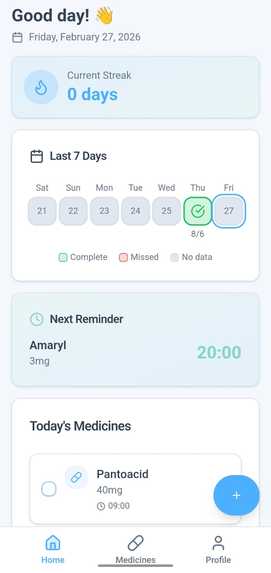MediTrack-smart medicine reminder app with caregiver alerts – screenshot 1